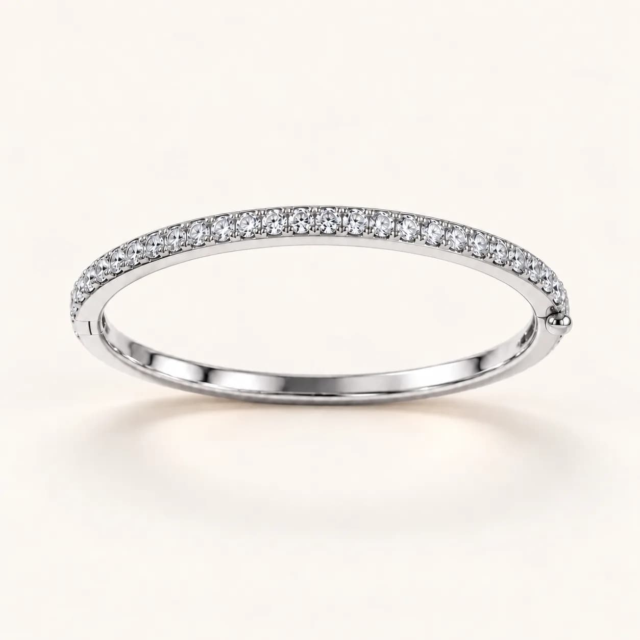 Slim pavé diamond bangle in white gold