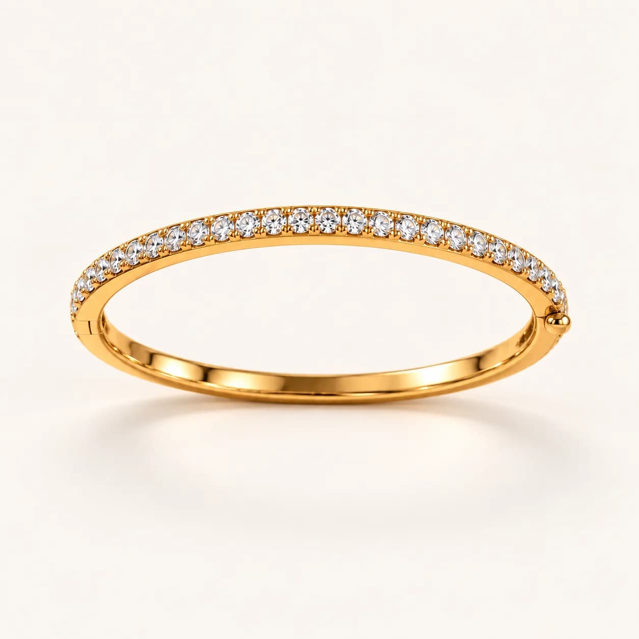 Slim pavé diamond bangle in yellow gold