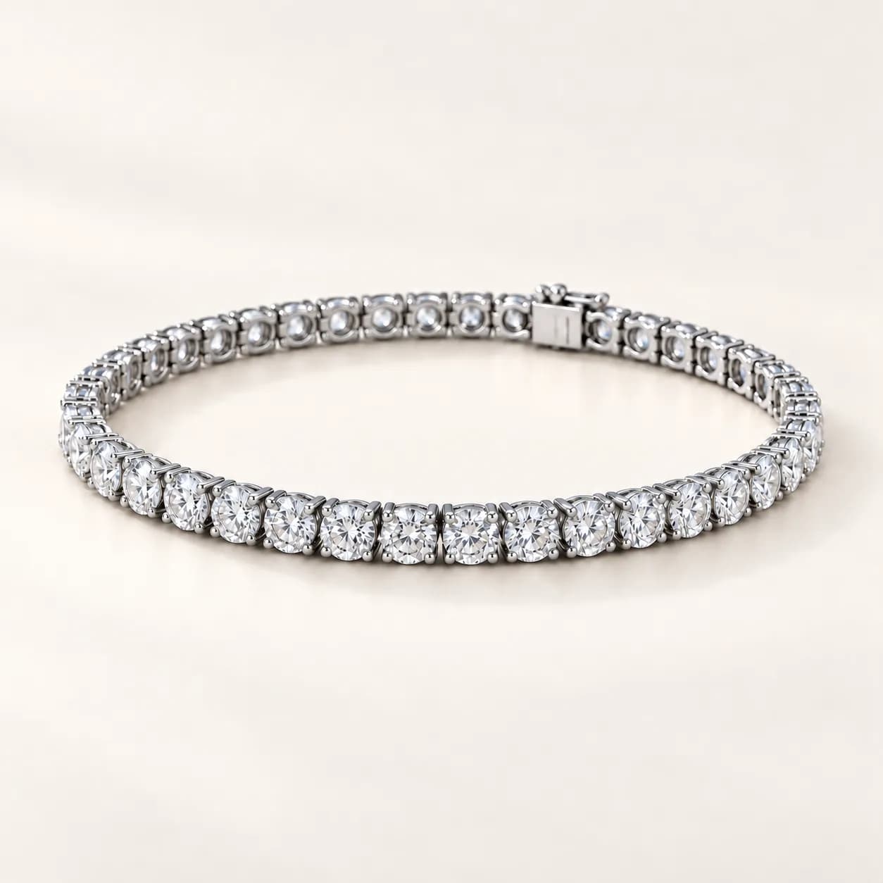 Classic four-prong diamond tennis bracelet in platinum