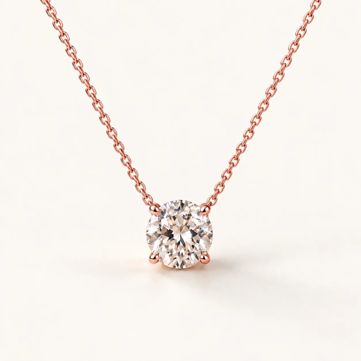 Round diamond solitaire pendant in rose gold