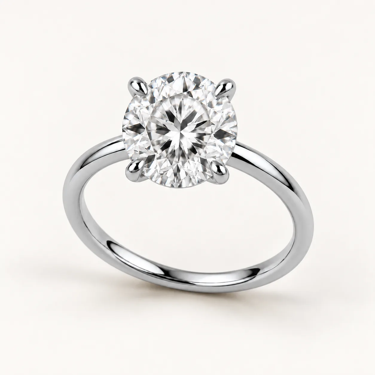 Round diamond solitaire ring in platinum